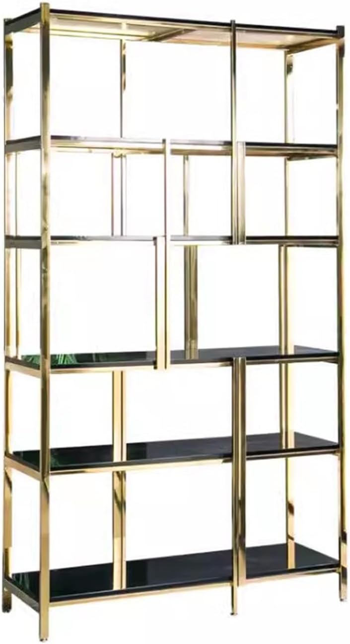 ARTGYRDFX Book Cases Stainless Steel Living Room Bookshelf Office Metal Storage Rack Floor-Standing Multi-Layer Display Rack Bookshelfs(C: 120X30X200cm)