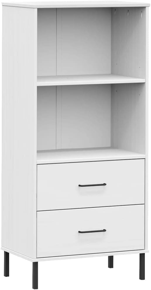 VRAXO Bookcase with 2 Drawers White 23.6