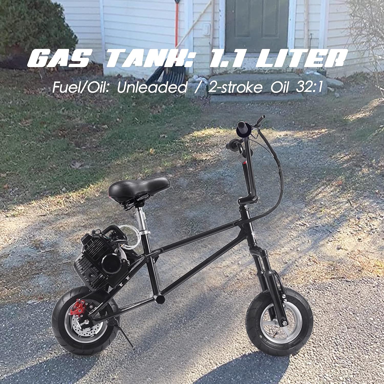 Gas Mini Bike V2 2-Stroke, Air Cooled, Adult Super Scooter, Gas Youth Mini Cross Country Bike, Motorcycle Cross Country Bike, EPA Approved, 13+ Years Old
