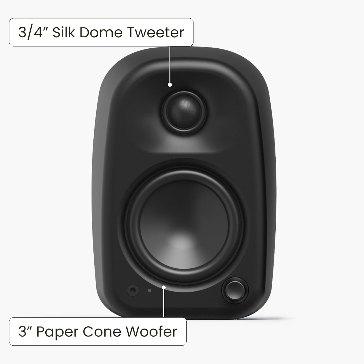 Kanto UKI 100 W Active Desktop Computer Speakers with Bluetooth and USB-C | Intelligent Sub Integration | Headphone Out | Pair | Onyx