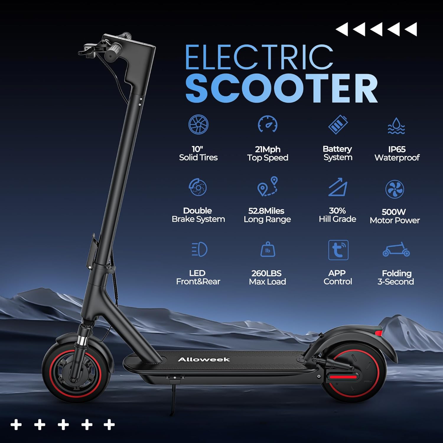 Electric Scooter, 19/22Mph, 8.5