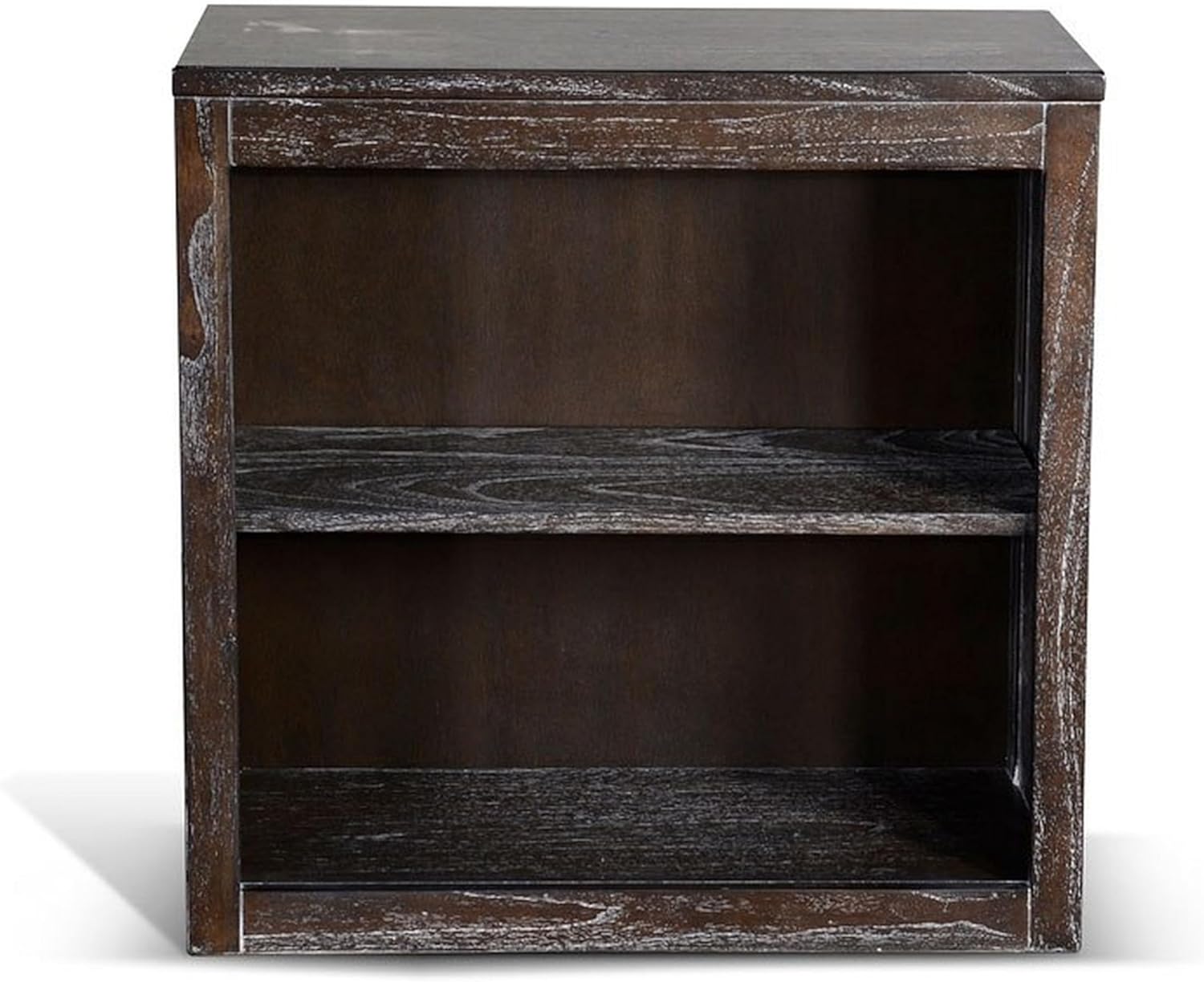 Benzara Sofi Small Bookcase- X Cross Panels- 2 Shelves- Dark Brown Veneer