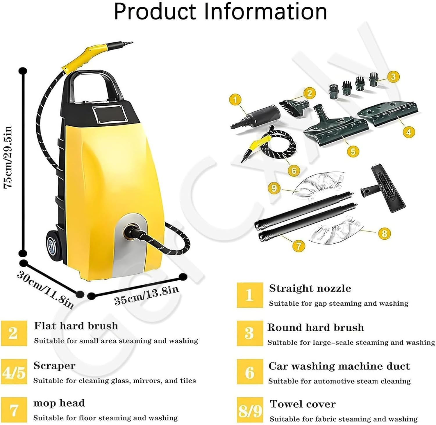High-Temperature Steam Cleaner,Rapid Heating,Continuous High-Pressure Cleaning,Dry and Wet Steam,Equipped with Safety Protection,Highly Effective Stain Removal,Steam Flow Rate 120 ml/min Blue