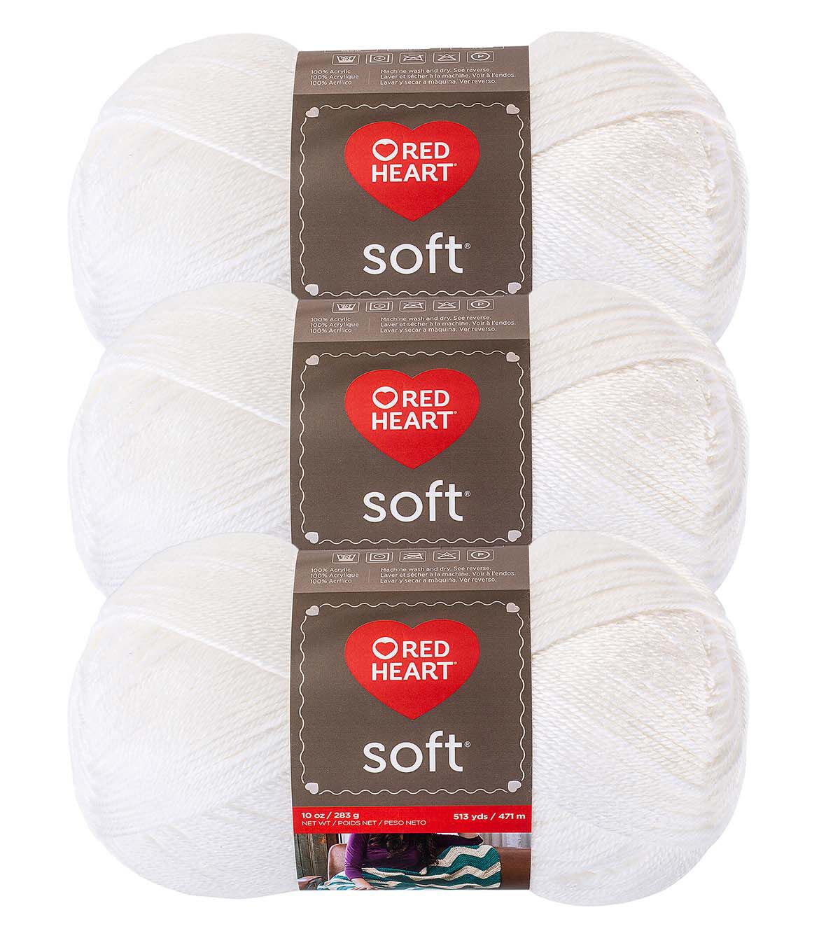 Red Heart Soft 513yds Worsted Acrylic Yarn 3 Bundle