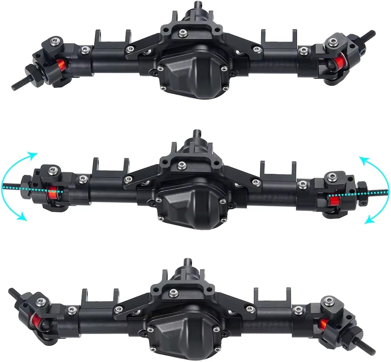 Compatible with Axial for SCX10 1/10 RC Crawler Car Upgrade Parts Accessories CNC Metal Alloy Front/Middle/Rear Complete Axle RC Front and Rear Axle(1Set)