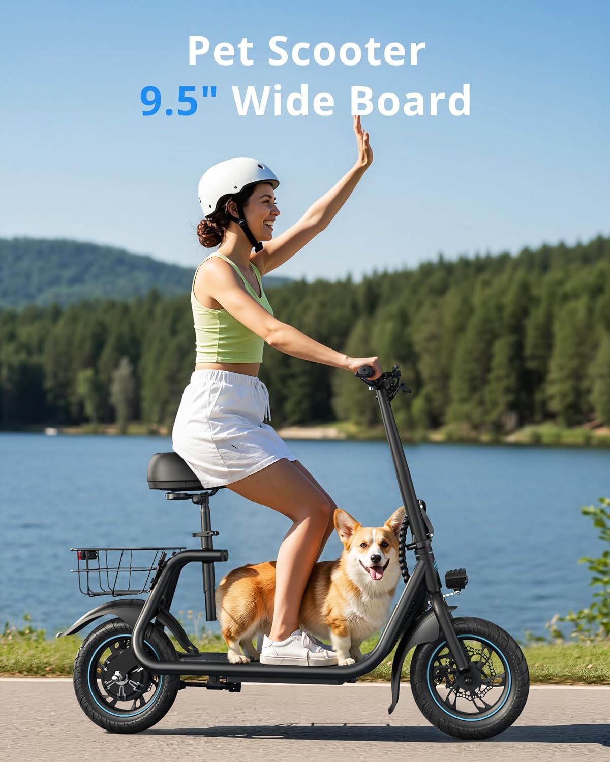 Gyroor Electric Scooter for Adults with Seat, 300W Motor, Upgraded Stable Battery, 20 Miles Range, Folding Commuter Scooter, Adjustable Comfort Seat, Bonus Lock & Phone Holder for Urban Travel, C1-N2Q