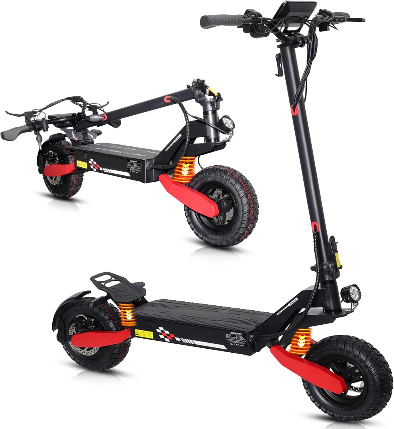 1200W Off-Road Folding Electric Scooter with 48V 13AH Lithium Battery, 30-38 MPH Max Speed, All-Terrain Tires for Adults, Portable Design for Commuting and Adventure