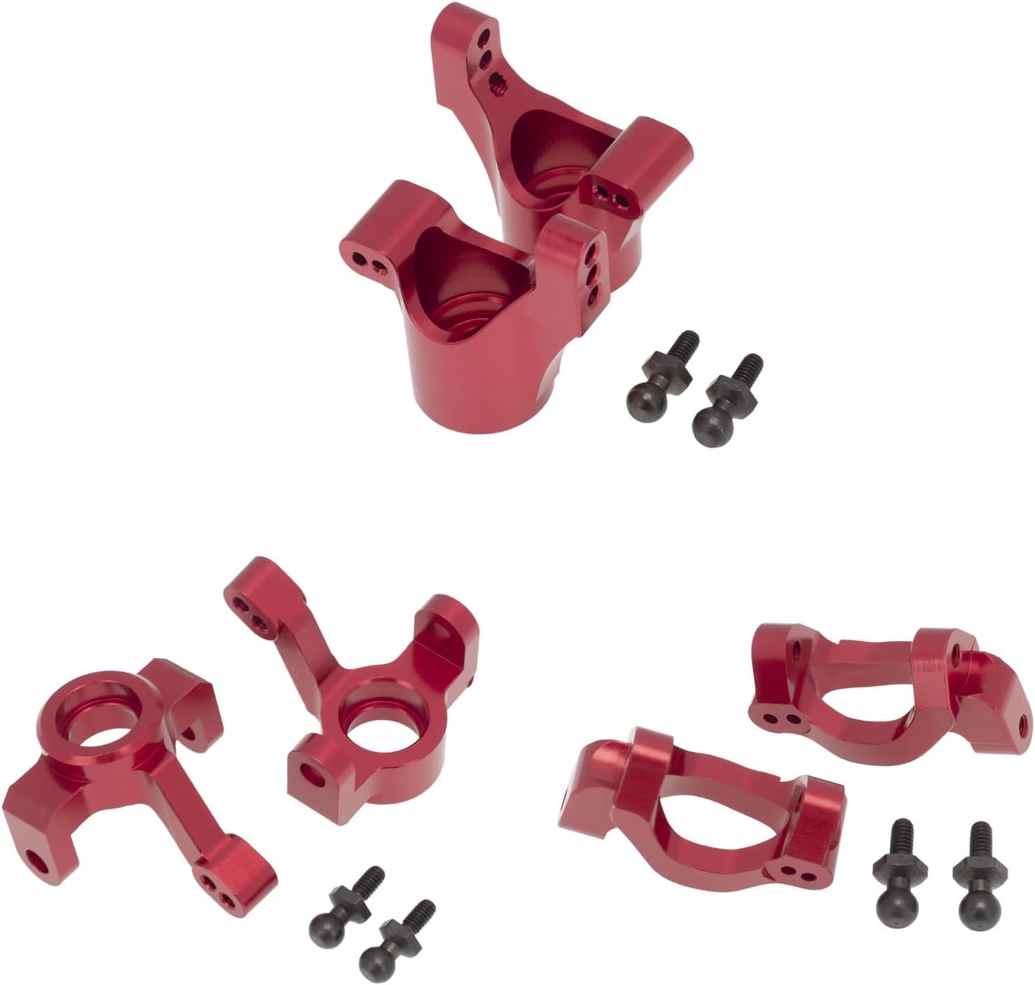 RC Car Accessories Compatible with Traxxas for LaTrax for Teton 1/18 RC Car Parts 6pcs Metal Front Steering Block Caster Block Rear Stub Axle Carrier(Red)
