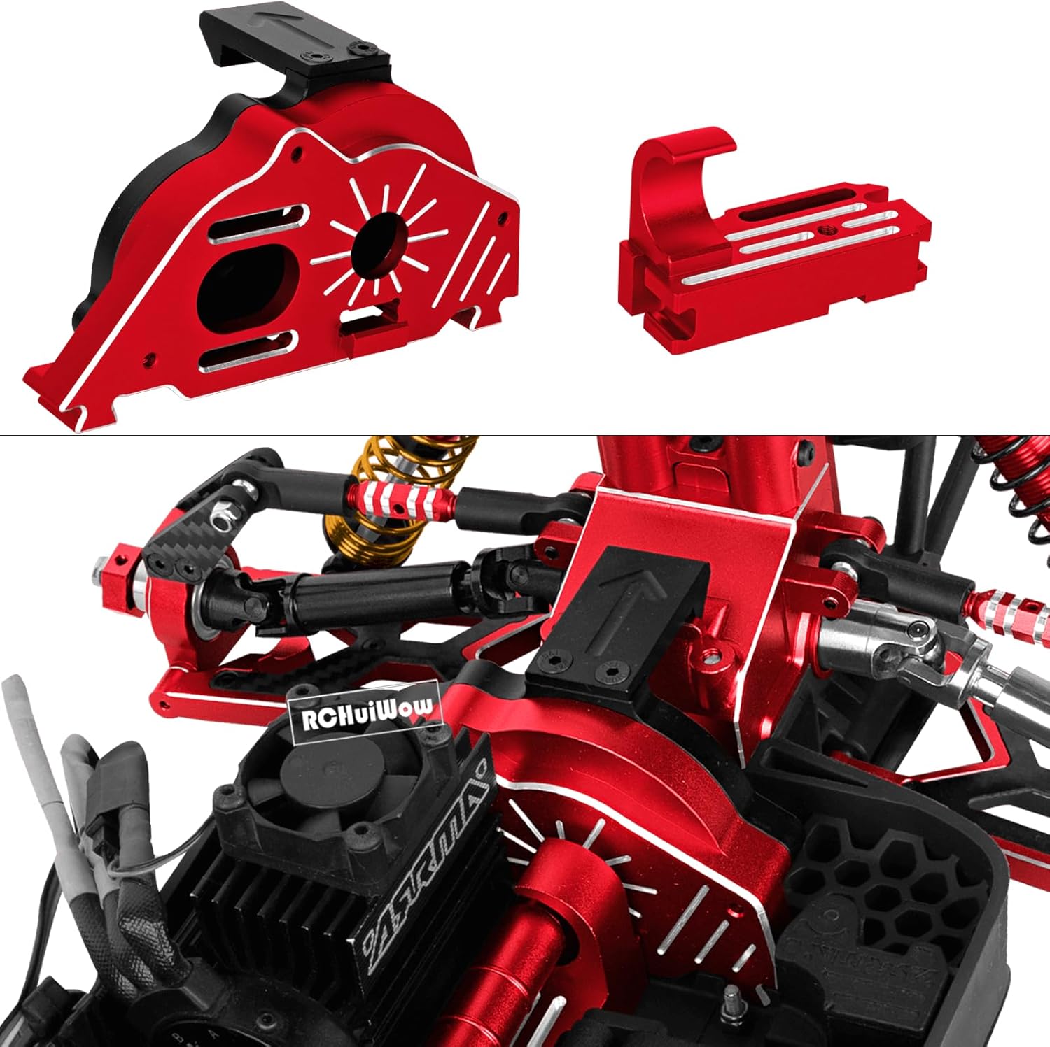 RC Upgrades Part for 1/10 Senton/Granite 3S &550,Shocks,Driveshafts,A Arms,Turnbuckles,Caster Block Set,Gearbox,25T Servo,58T Slipper,Center CVD &Support,Shock Towers,Steering,Red