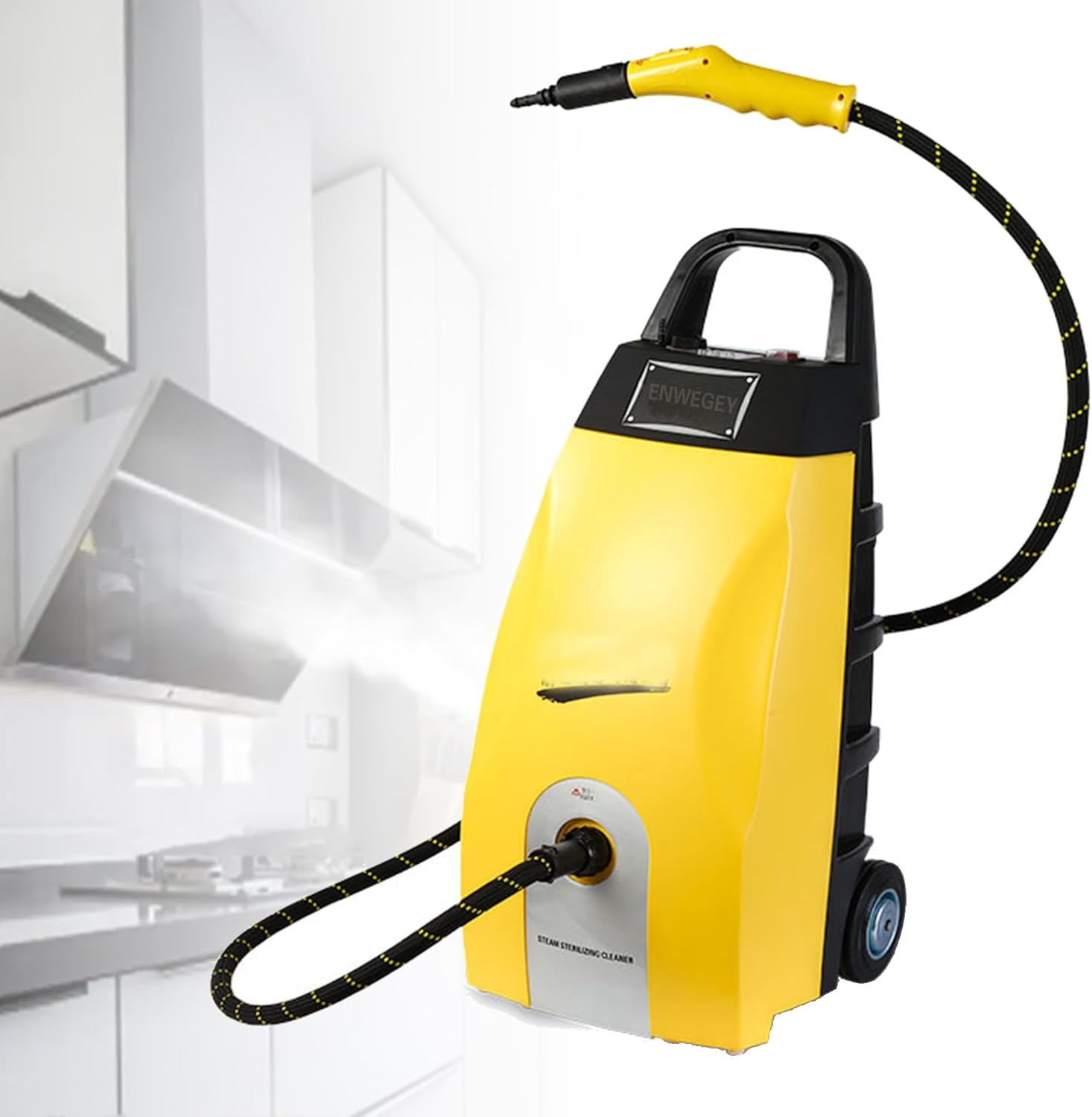 Multipurpose High Pressure Steam Cleaner, Heavy-Duty Portable Steamer with 3.5L Tank & 6 Accessories, Ideal for Home Kitchen Car Upholstery Tile Grout AC Cleaning (Yellow)