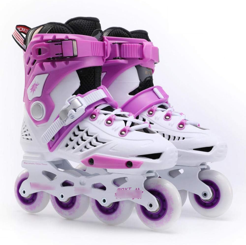 Inline Skate Ladies Skates Flat Flower Single Row Roller Skates Unisex White Purple US7