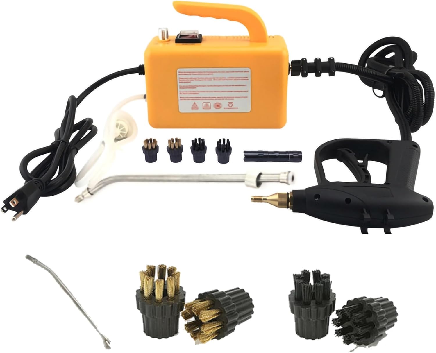 2600W High Pressure Steam Cleaner, Portable Handheld Steam Cleaner, High Temp Steam Cleaning Machine with Brush Heads & Insulation Gloves for Cleaning Upholstery, Bathroom, Car Detailing (Color : Yel