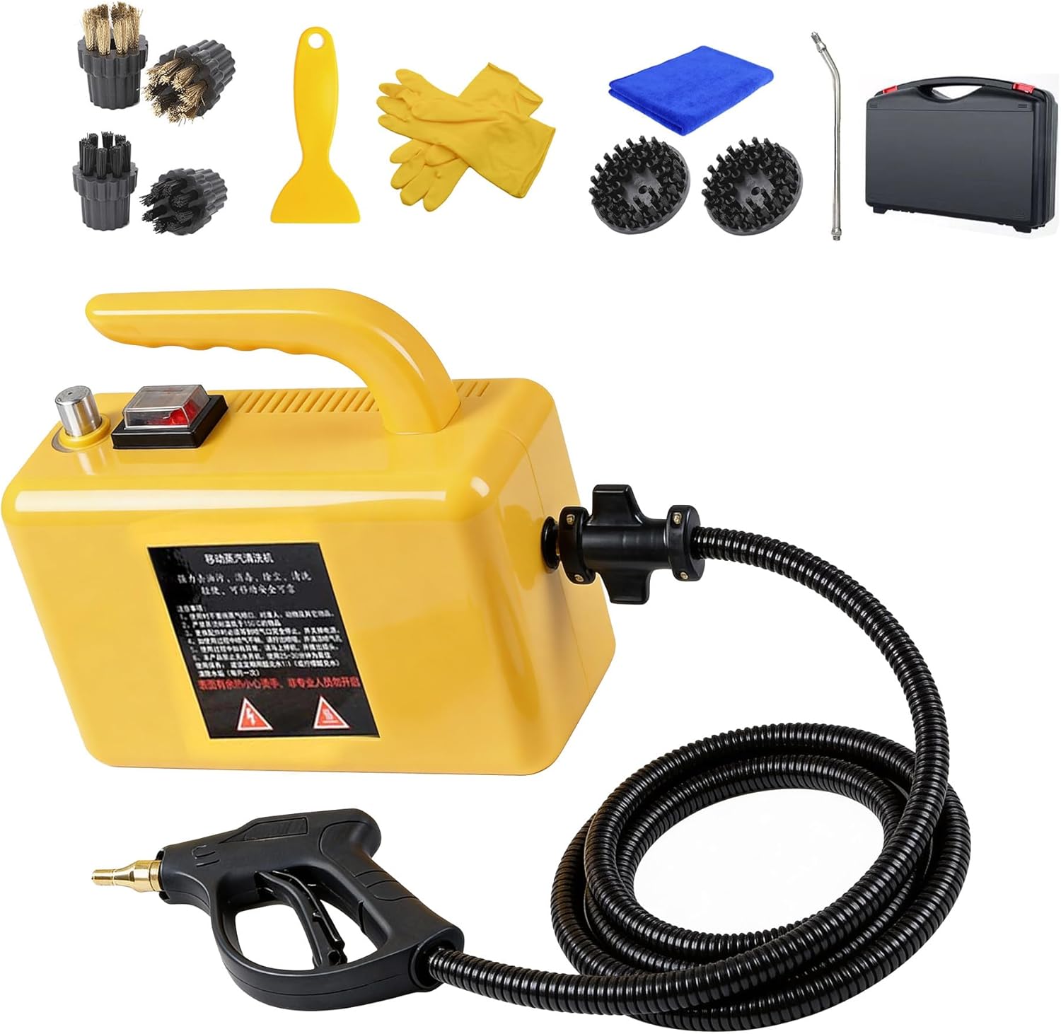 ZHDANB 2600W high Pressure steam Cleaner, steam Cleaner for car, Adjustable steam, 20s Quick Heat-Up, 6 Brush Heads & Toolboxes, steam Cleaner for Bathroom, for Kitchen,Car HandleControl-220V