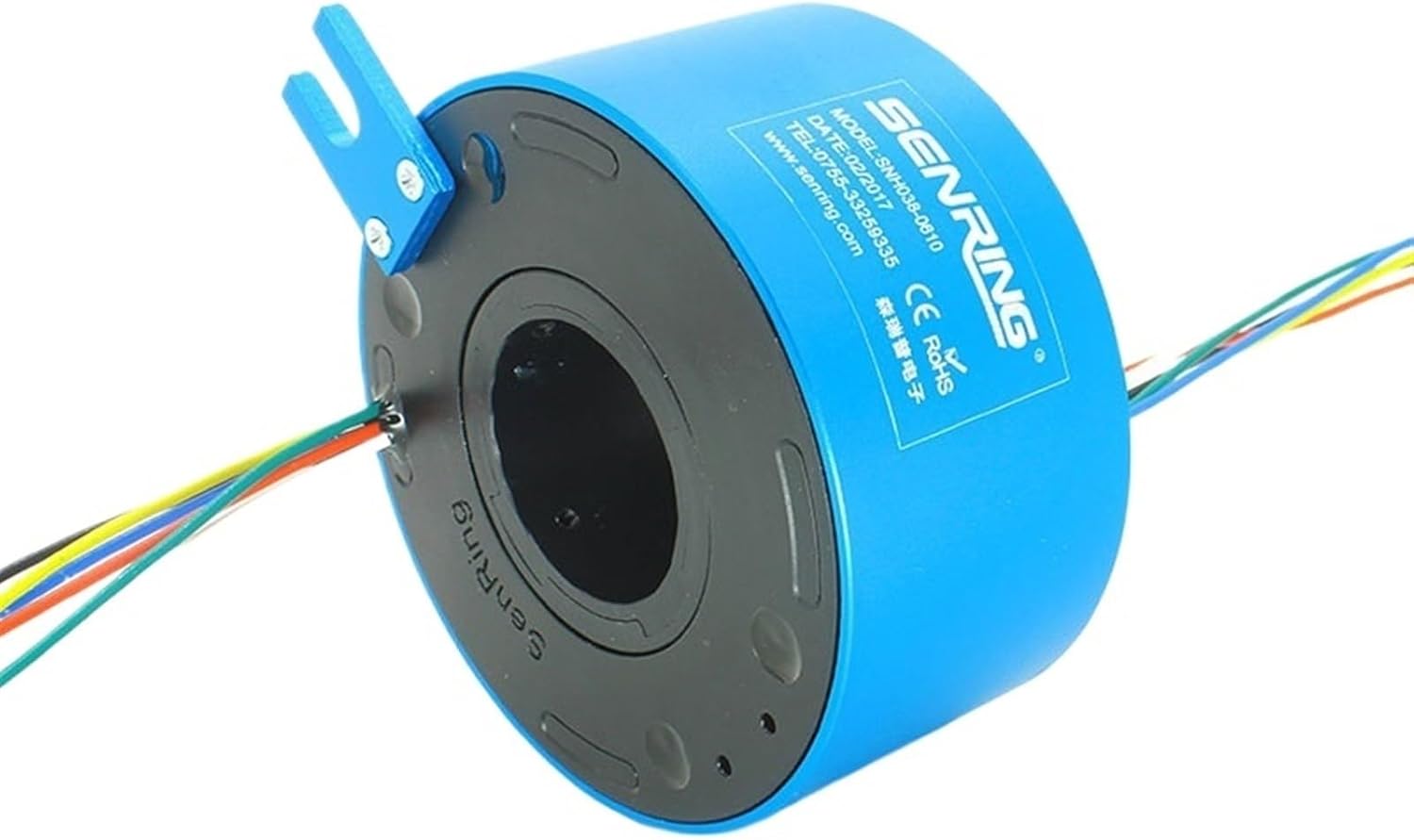 Electrical Rotary Joint Hole Size 38.1mm 6 Circuits/Wires 10A Gold-Gold Contact of Through Bore Slip Ring