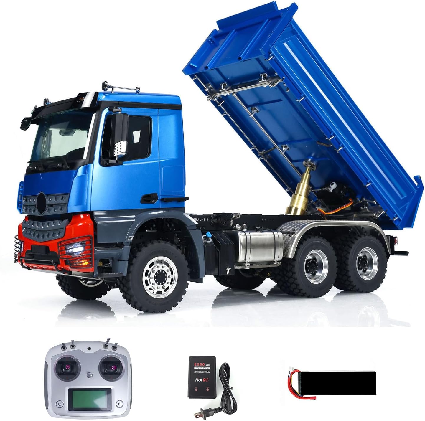 1:14 6X6 LESU RC Hydraulic Dump Car RTR Metal Remote Control 3-Way Dumper Trucks 3-Speed Transmission Differential Lock Light Sound System Model