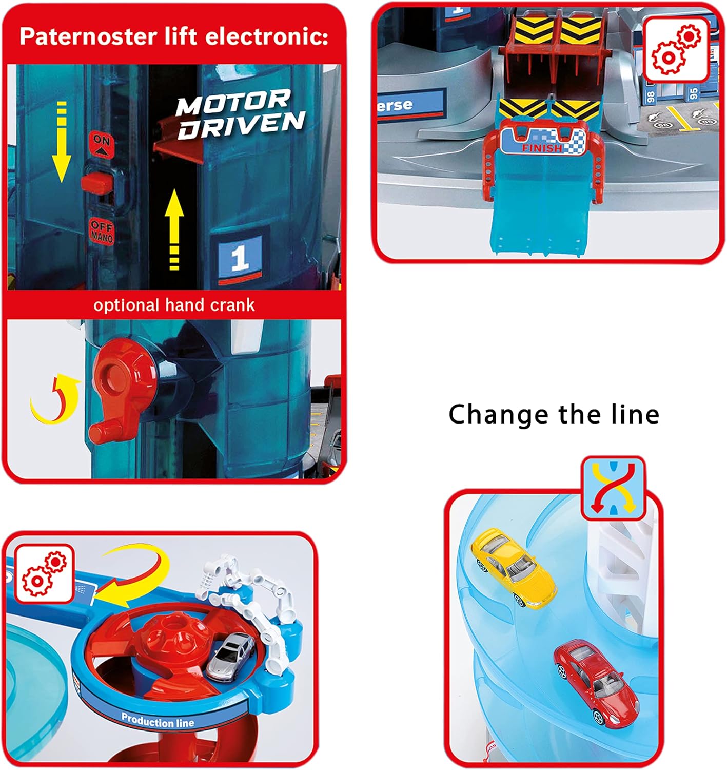 Theo Klein 2820 Bosch Car Service - Mega Universe I Garage with Light & Sound, Lift, Loop & Lane Change exit I Incl. Vehicles I for Children from 3 Years