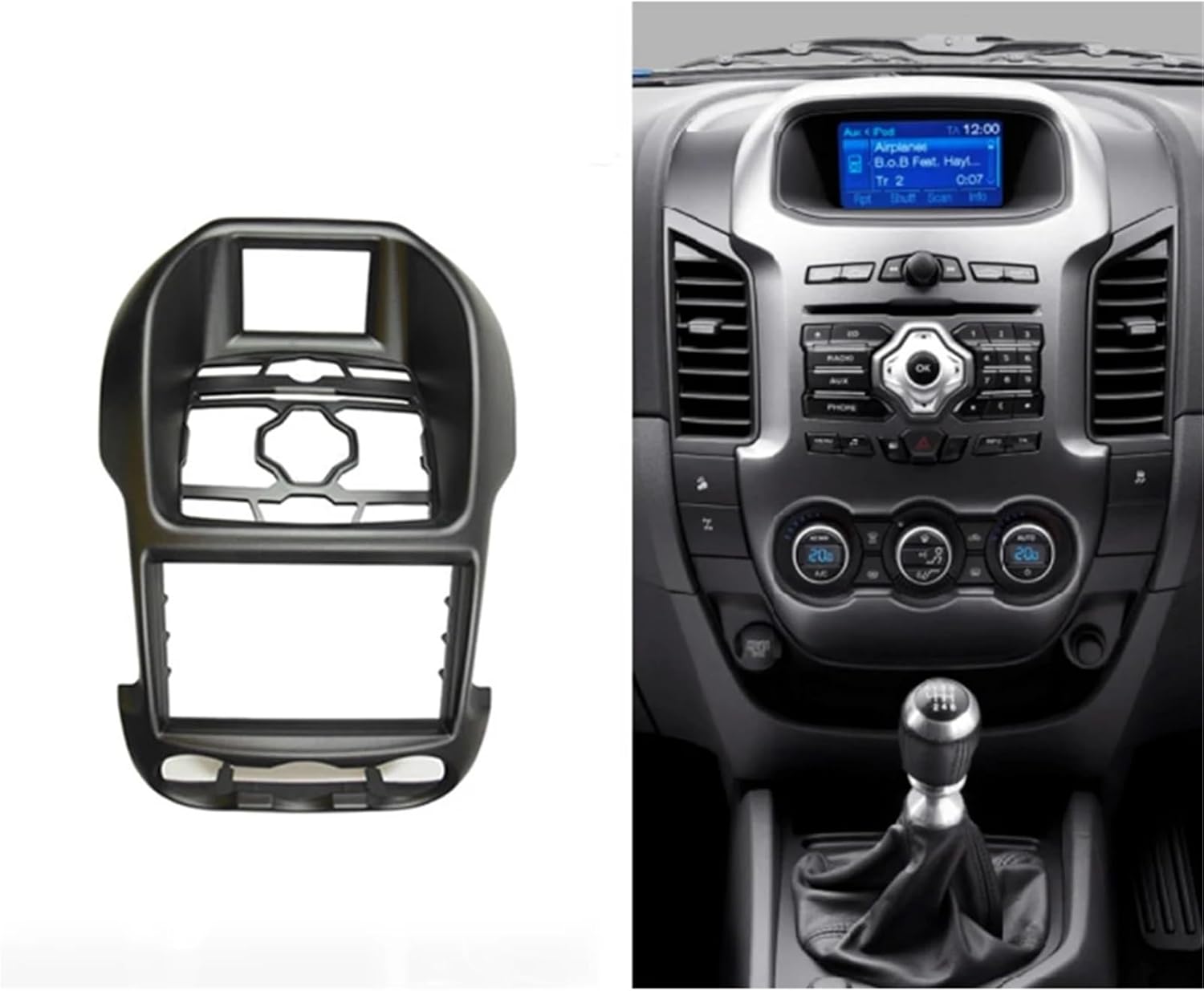 ZYRIOUV Double Din Compatible with Ranger 2011+ Luxury Stereo Panel CD Frame DVD Dash Mounting Installation Trim Kit Frame DashboardBezel Central Control Accessories(Black)