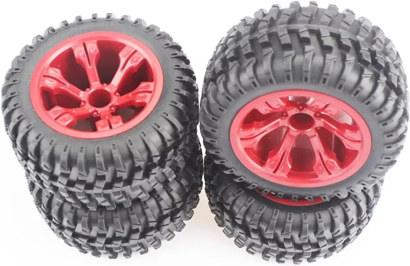 RC Car Accessories Compatible with WLtoys 12428 12427 1/12 Accessory Parts Off-Road Car Wheel Rims RC Rubber Car Tires(Red)