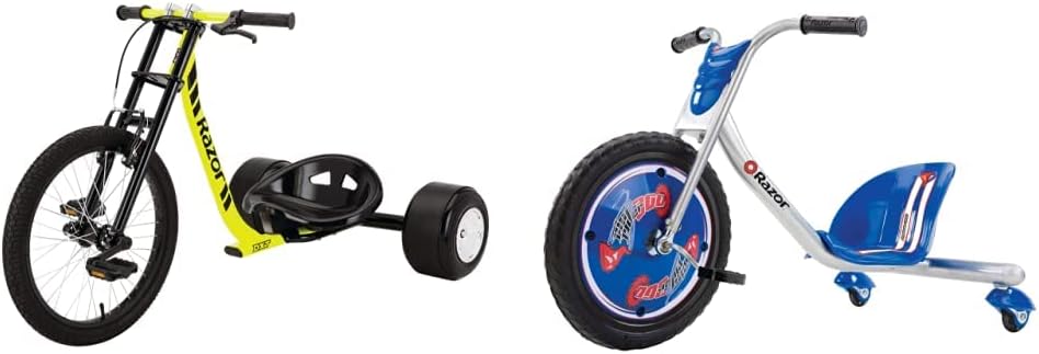 Razor RipRider 360 Caster Trike for Kids Ages 5+ and Razor DXT Drift Trike Yellow, One Size