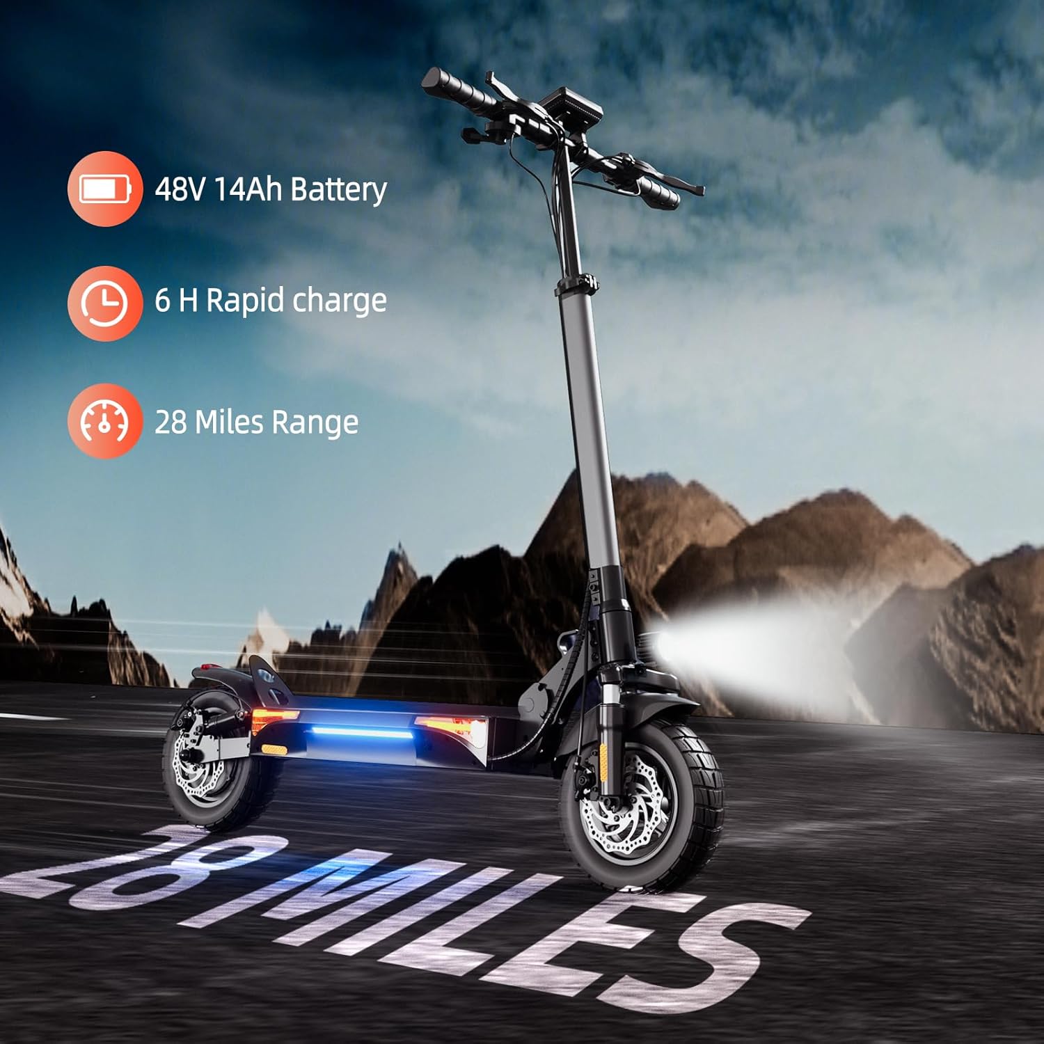 Electric Scooter, 500W/1000W/1500W Peak Powerful Motor, 18/25/28 Top MPH, 23/28 Miles Range, 8.5