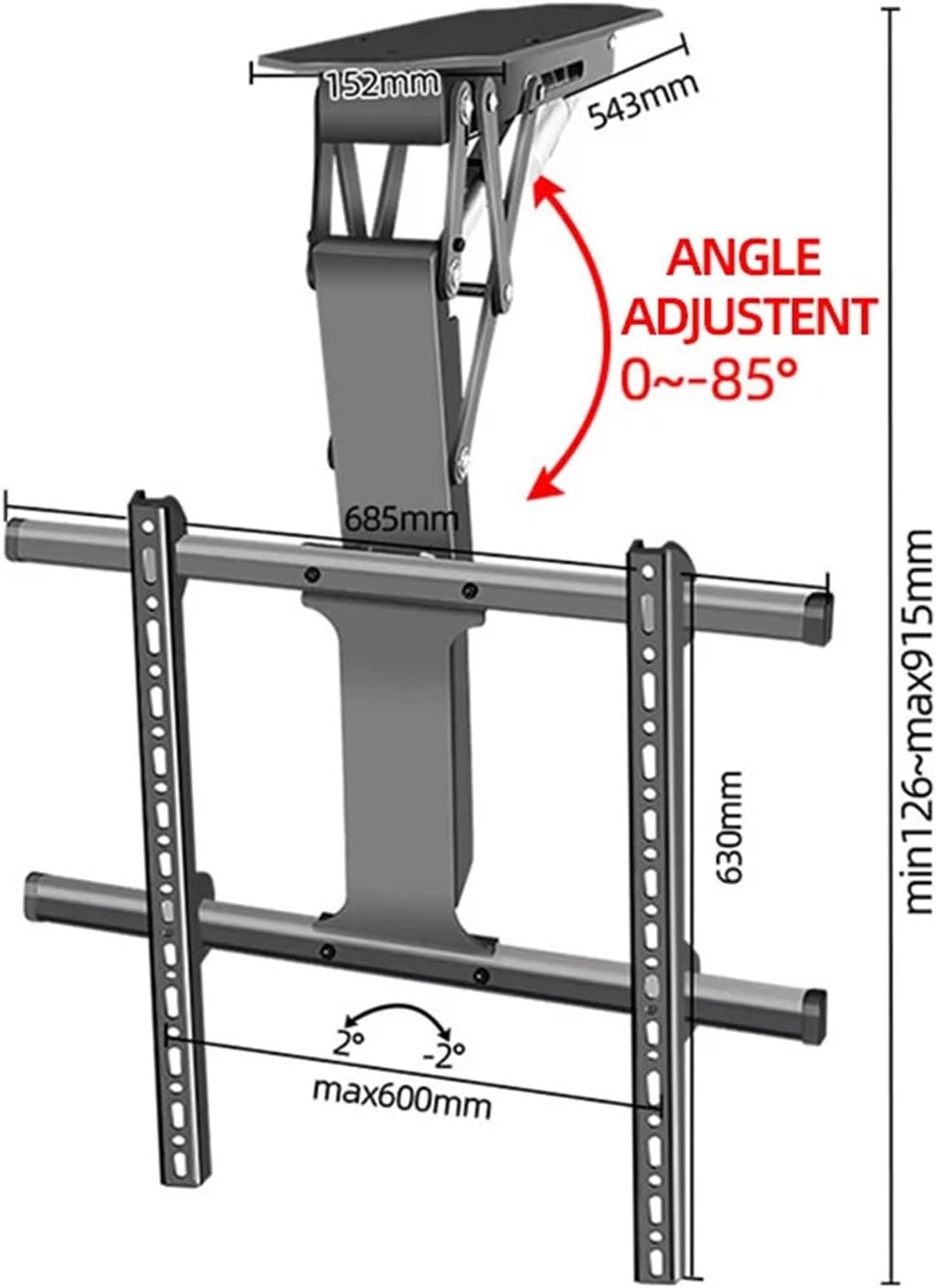 50-75 inch Ceiling TV Lift Remote Control Swivel Bracket Support Bracket Adjustable Installation Wall Mount Bracket DT500