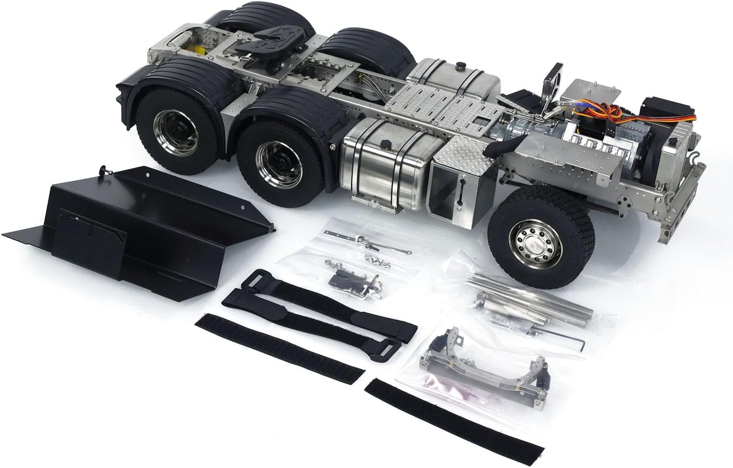 Metal 6X6 Chassis for 770S 1/14 RC Tractor Truck 3-Speed Transmission Model Servo Steering and Differential Lock