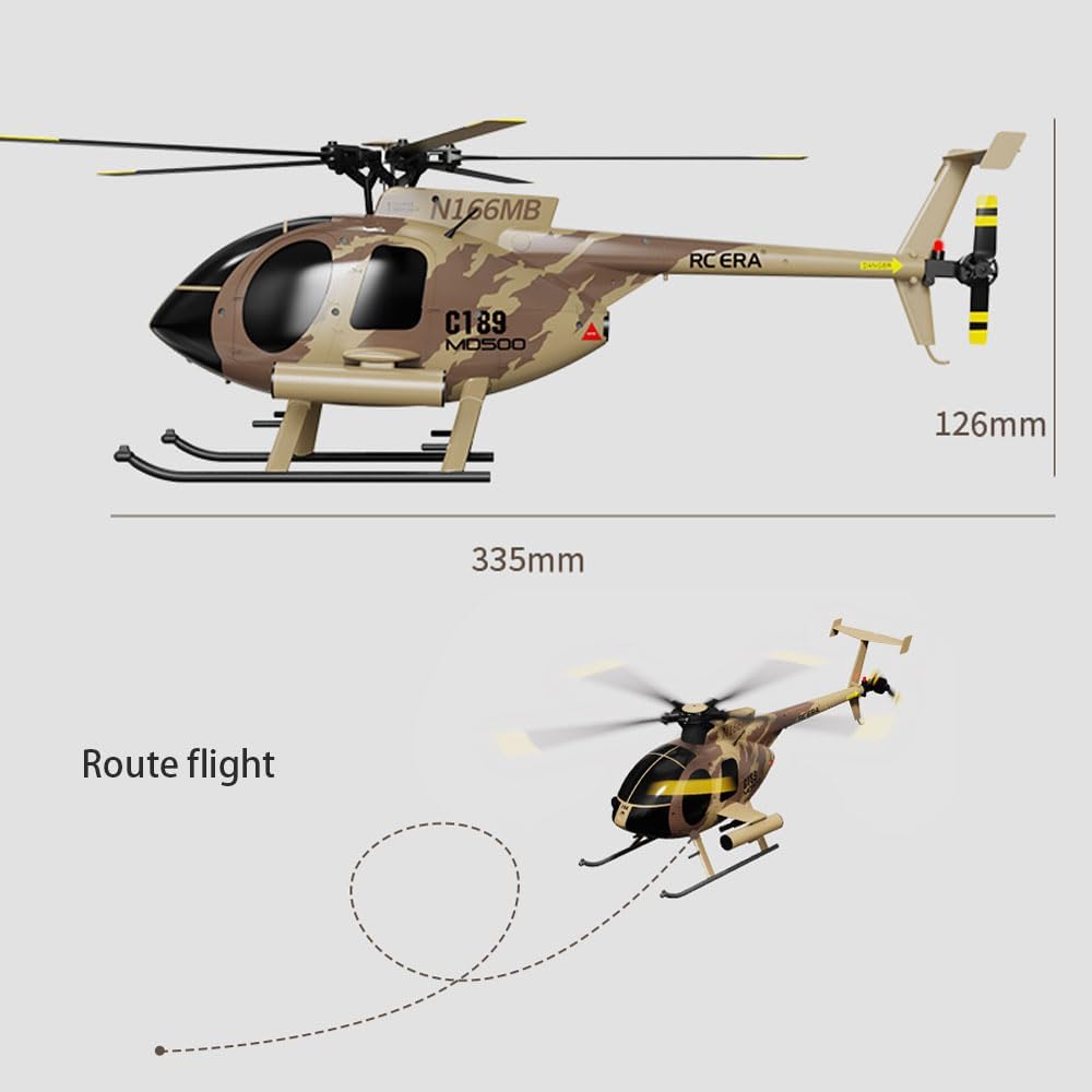 Matte Black MD500 Remote Control Helicopter Aircraft 4CH RC Heli Single Rotor No Ailerons Fall Resistant Maintain Altitude Hover RTF US 335MM