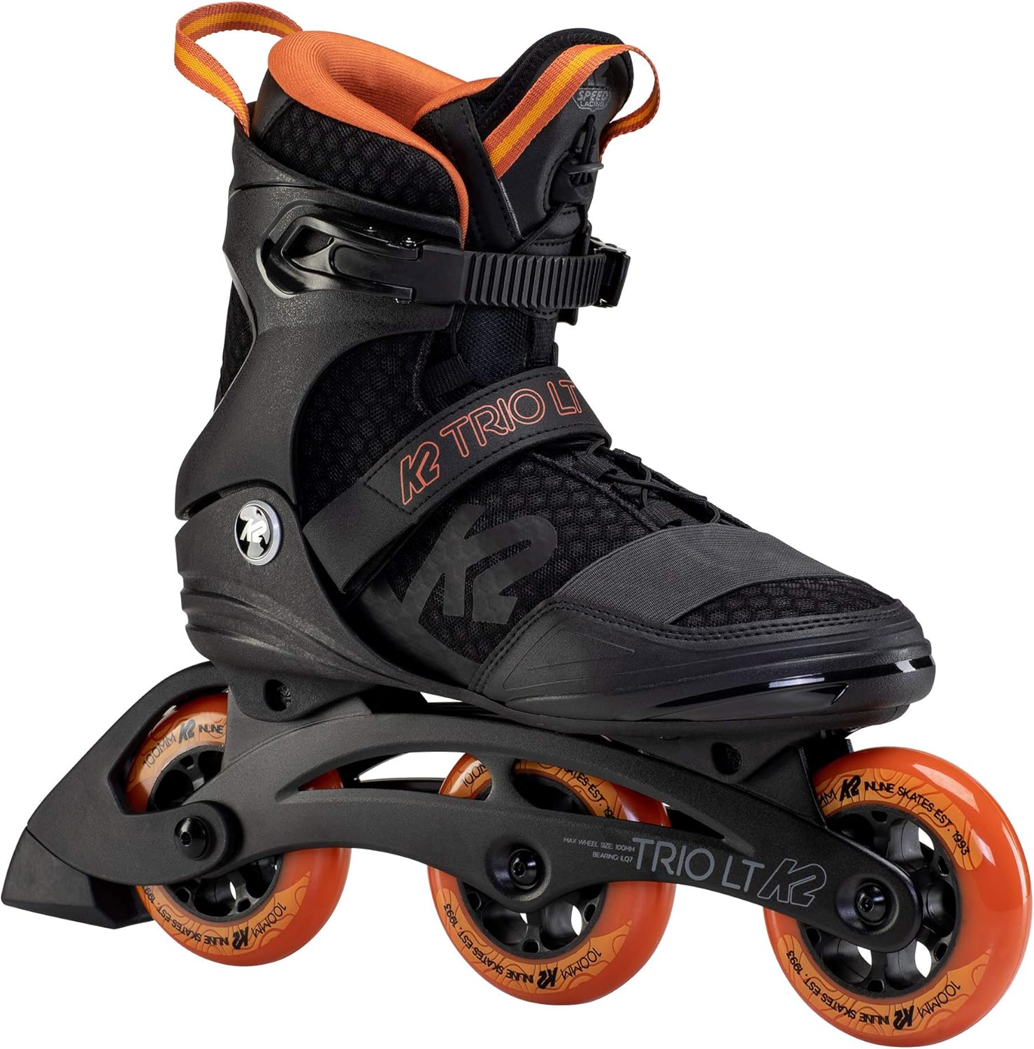 K2 Trio LT 100 Black Orange Mens Urban Inline Skates