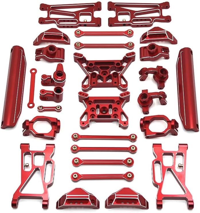 Metal Upgrade and Modification Kit Package for MJX 1/10 10208 Monster RC Car Parts(Red)