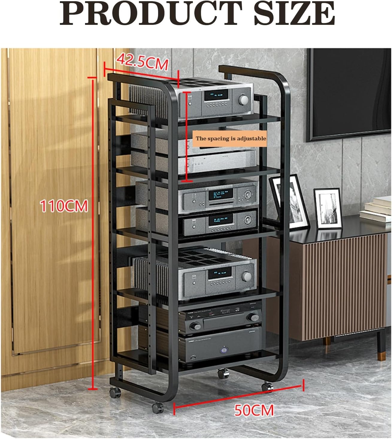 5-Tier AV Media Cabinet Stand Component Cabinet/Media Player Stand
