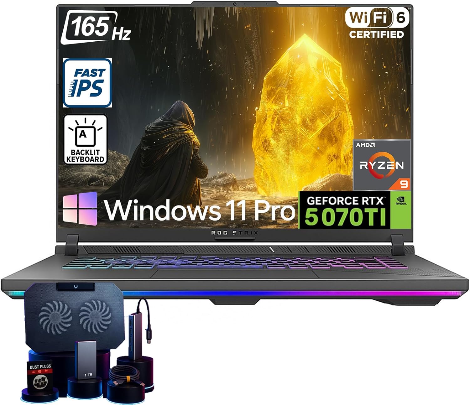 ASUS ROG Strix-G16 Gaming Laptop - AMD Ryzen 9 8940HX (Up to 5.3 GHz), NVIDIA GeForce RTX 5070 Ti, 16