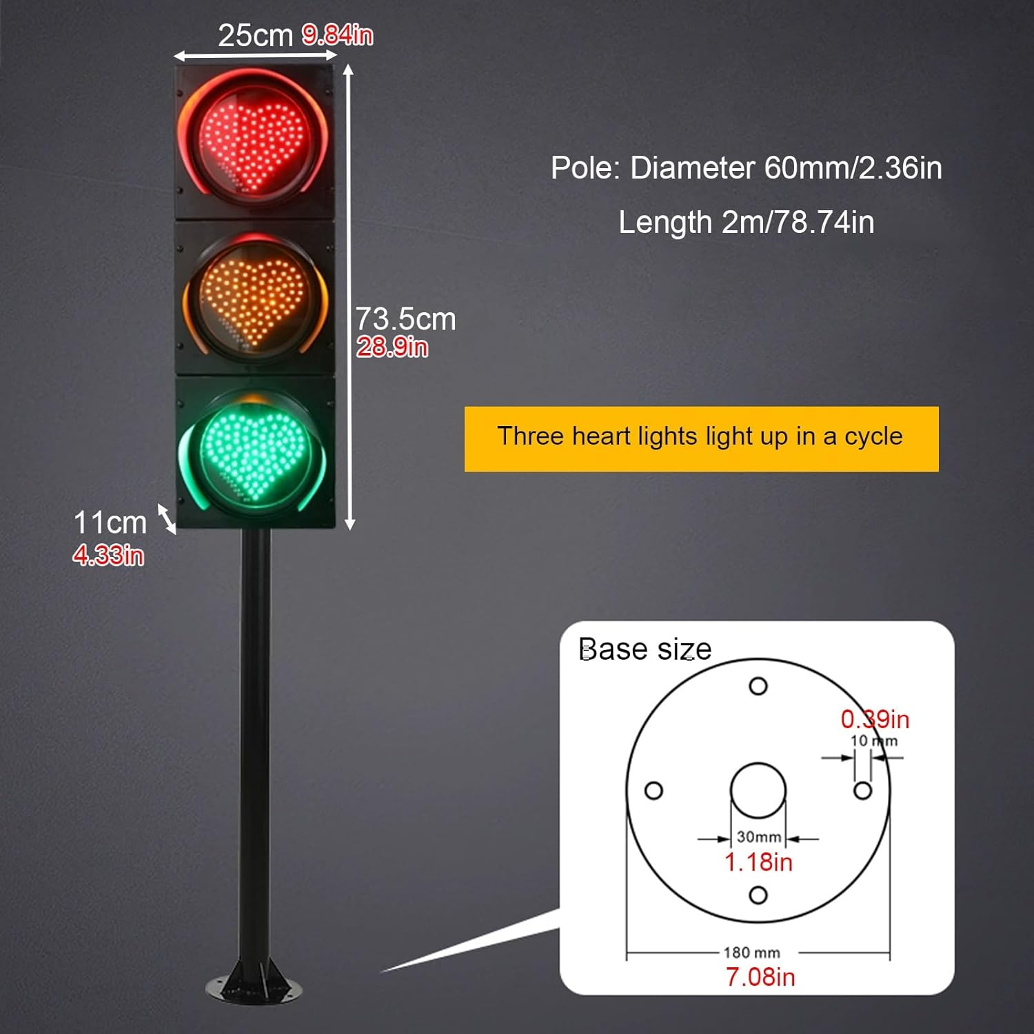 Traffic Stop Light Indicator Light, Love Red/Green Stop and Go Light, Outdoor Waterproof Indicator Warning Light, Waterproof IP65, for Birthday Party Decor, Store Display(Natural)