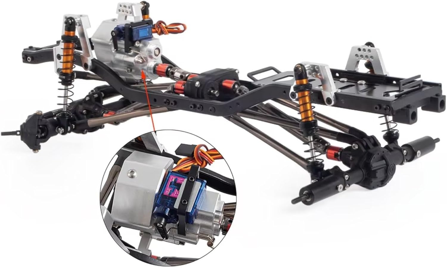 RC Frame Parts For Axial For SCX10 II 90046 EX86100 1/10 313mm Wheelbase Metal Chassis Frame With Single / 2-Speed Transmission RC Crawler