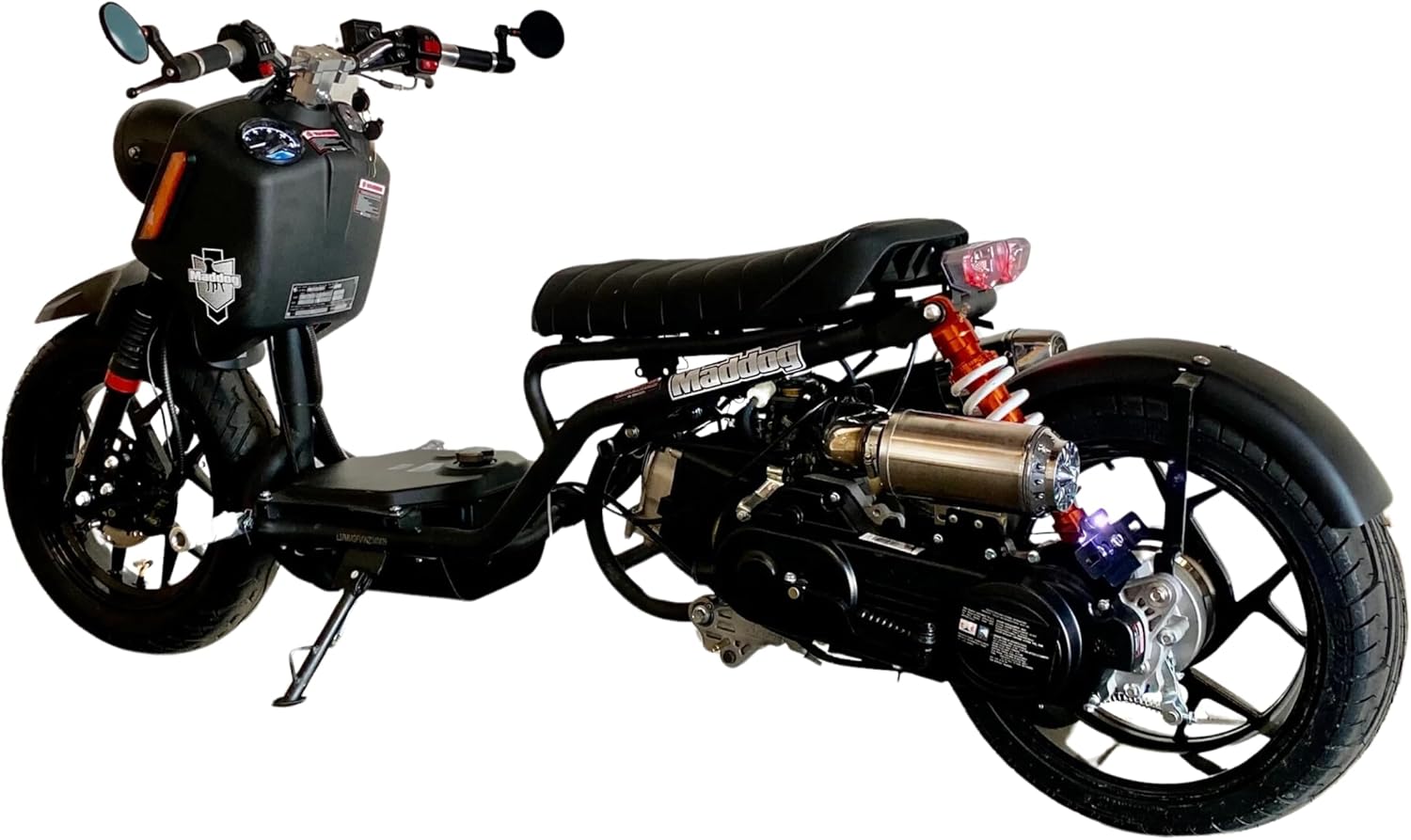 50cc Stretched Scooter Generation 5 Fully Automatic Transmission, PMZ50-22 Stretched Ruckus-Style Moped, Street Legal Gas-Powered Motorcycle for Adults, Halo LED, GY6 Digital Speedometer