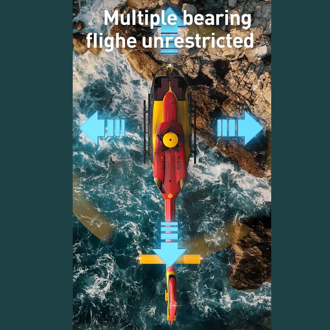 RC Brushless Helicopter, H145 C190 1/30 2.4G 6CH Single-Rotor Gyroscopic Flying Aircraft Model (RTF Version), Red & Yellow (C190)