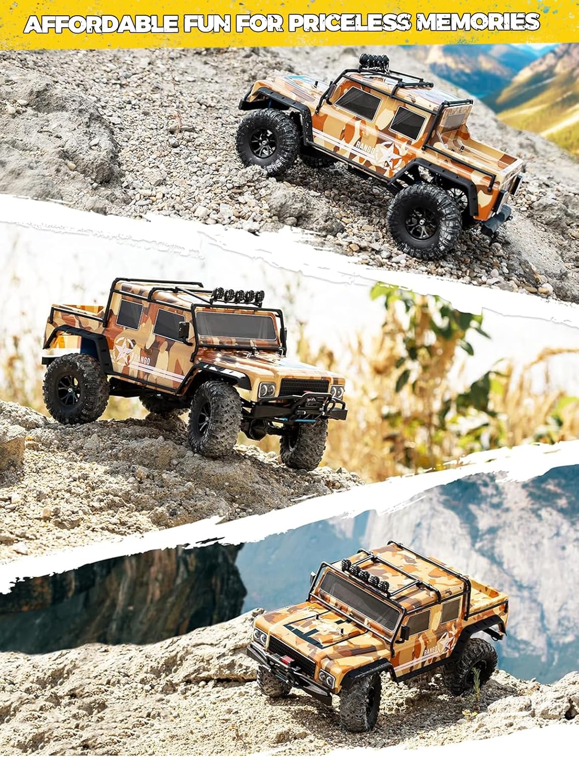 1/8 Scale Fast RC Cars for Adults，Max 10 mph Electric Off-Road Monster Truck,Waterproof RC Car 4WD Remote Control Car with 3S Lipo 30+ Min Play, All Terrain
