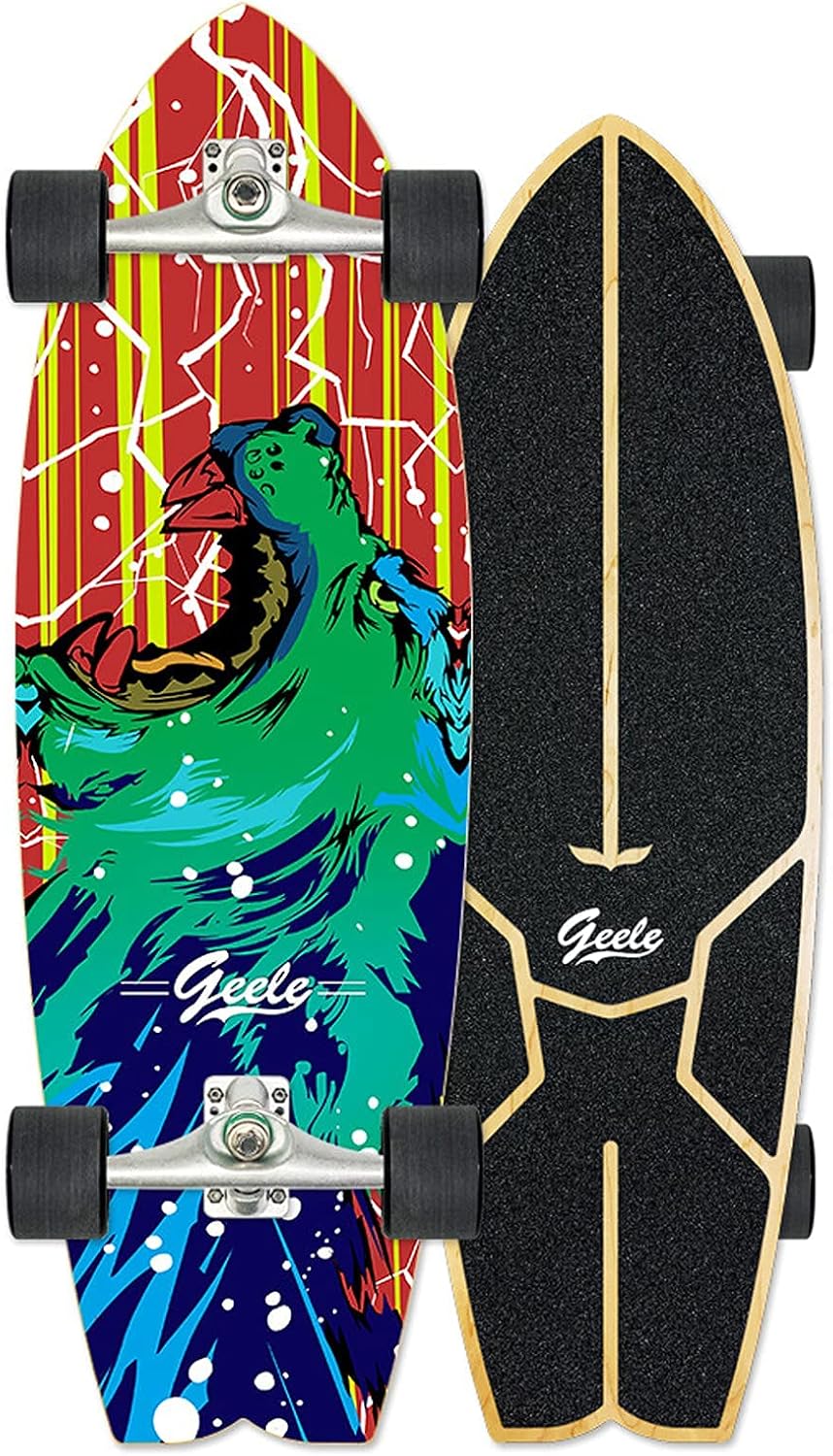 VOMI Surfskate Skateboard Complete Carving Surfing Skateboard CX4 Truck ABEC-11 Bearing 31inch Maple Complete Board for Pumping Carving Kids Teens Adults with T-Tool (F)