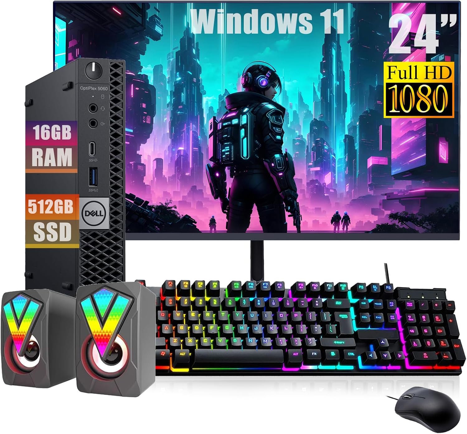 Dell Optiplex 5060 mini Desktop Computer PC with 24