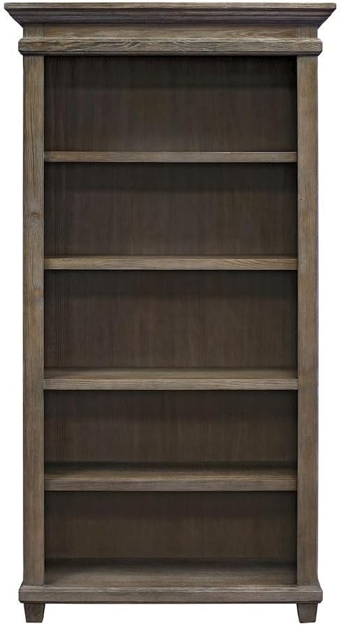 Starlight Wood Open Bookcase, 3 Adjustable Shelves, Fixed Shelf, Storage Cabinet, Gray Finish, 76-Inch Tall