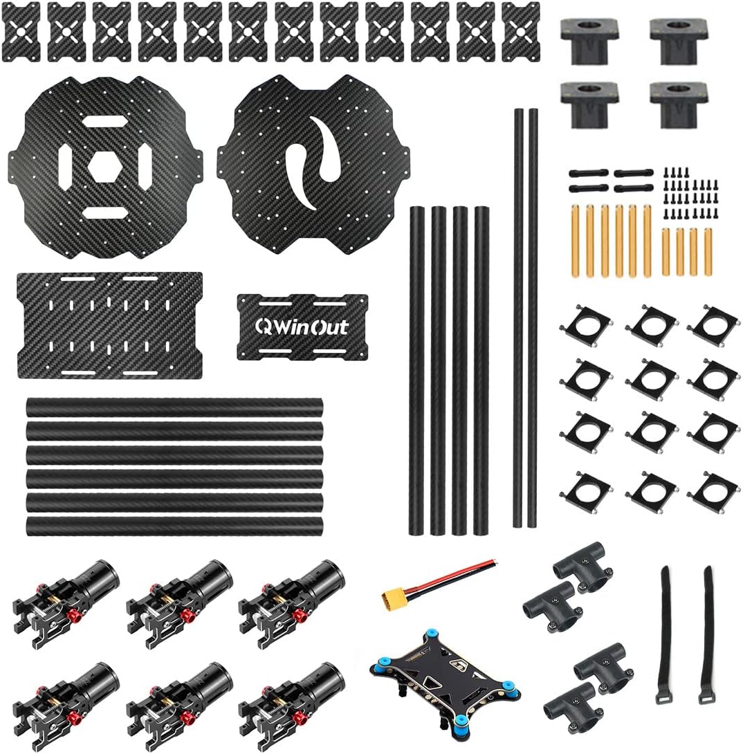 QWinOut T850 6-Axle Carbon Fiber Frame 850mm Un-Assembly Airframe Kit for DIY RC Quadcopter