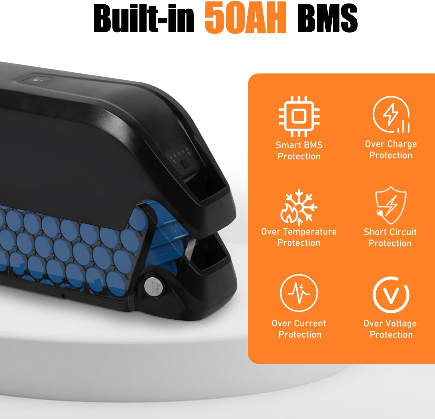 UAZ 36V 48V 52V Ebike Battery 4 Pin 10.4AH 15.6AH 20AH with 50A BMS, Safe Lock, LED Indicator Light, USB Port, for 250-1500W Motor E-Bike, Scooter, Electric Bicycle (36V20AH-4PIN)