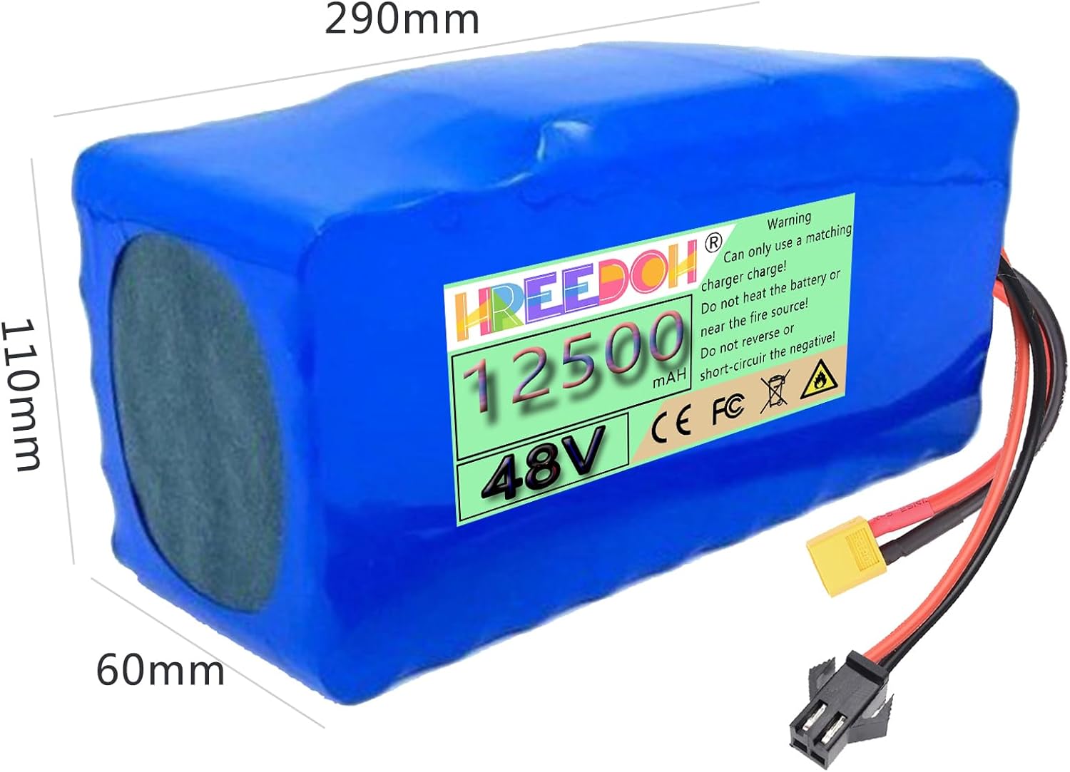 48 Volt Electric Scooter Li-ion Battery 48V 12.5Ah Replacement Lithium Battery 12500mAh for 0-600W Motor Conversion Kit