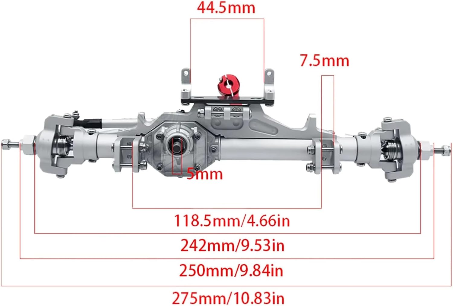 RC Axle For Axial For Wraith 90018 RR10 For Capra 1.9 For UTB 1/10 CNC Aluminum Complete Front Rear Axle With Tie Rod Servo Mount RC Crawler(Silver,Set)