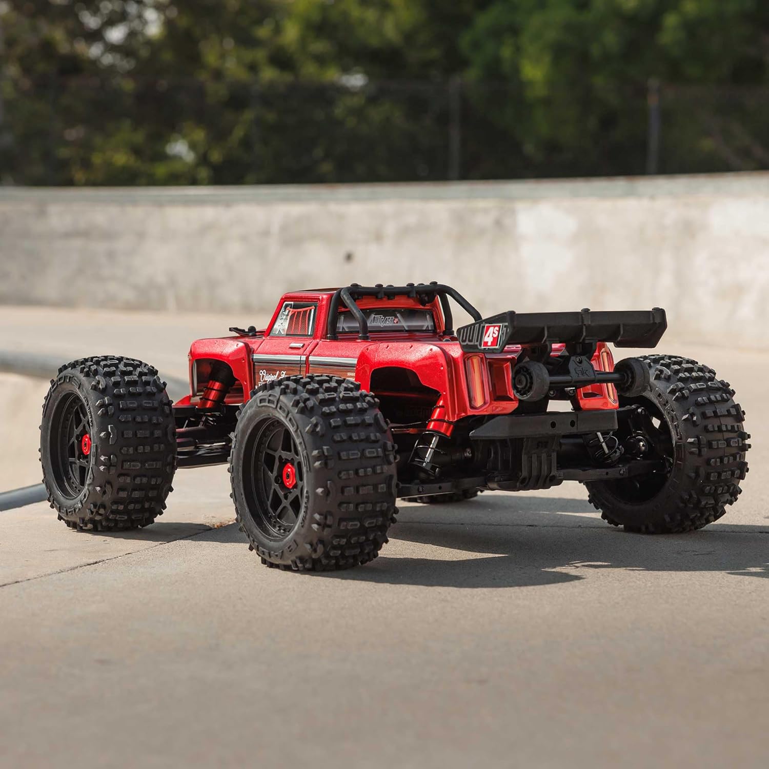 ARRMA RC Truck Outcast 4X4 4S BLX 1/10TH 4WD Stunt Truck RTR (Battery and Charger Not Included), Red, ARA4410V2T4