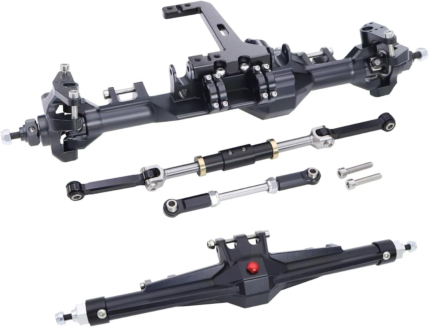 RC Axle Models for Vanquish H10 1/10 CNC Aluminum Front Rear Straight Axle Set Complete Axles RC Crawler Car Optic Upgrade Parts Accessory(Black,1set)