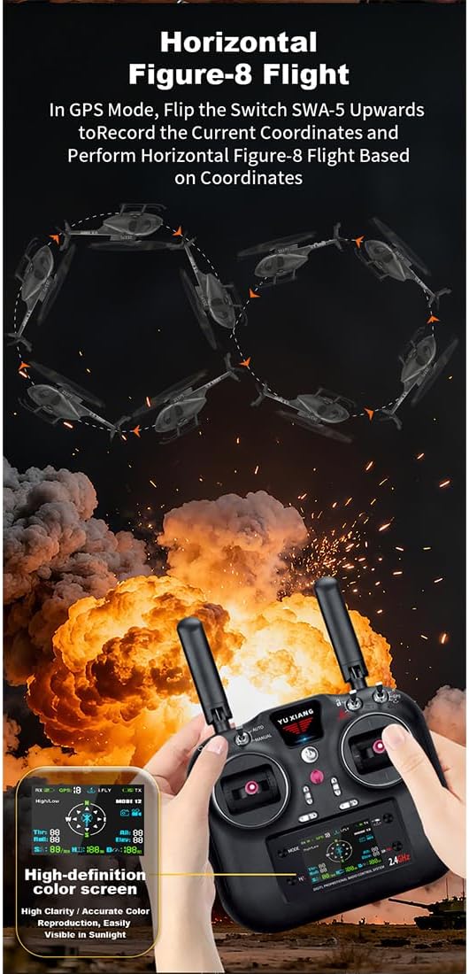 YU Xiang 1/16 RC Helicopter, F119S MD500 250-Class 2.4G 9CH RC Little Bird Military Helicopter Model with Flybarless Rotor Head, 6G/3D Switchable Modes and Openable Cockpit (RTF Version)