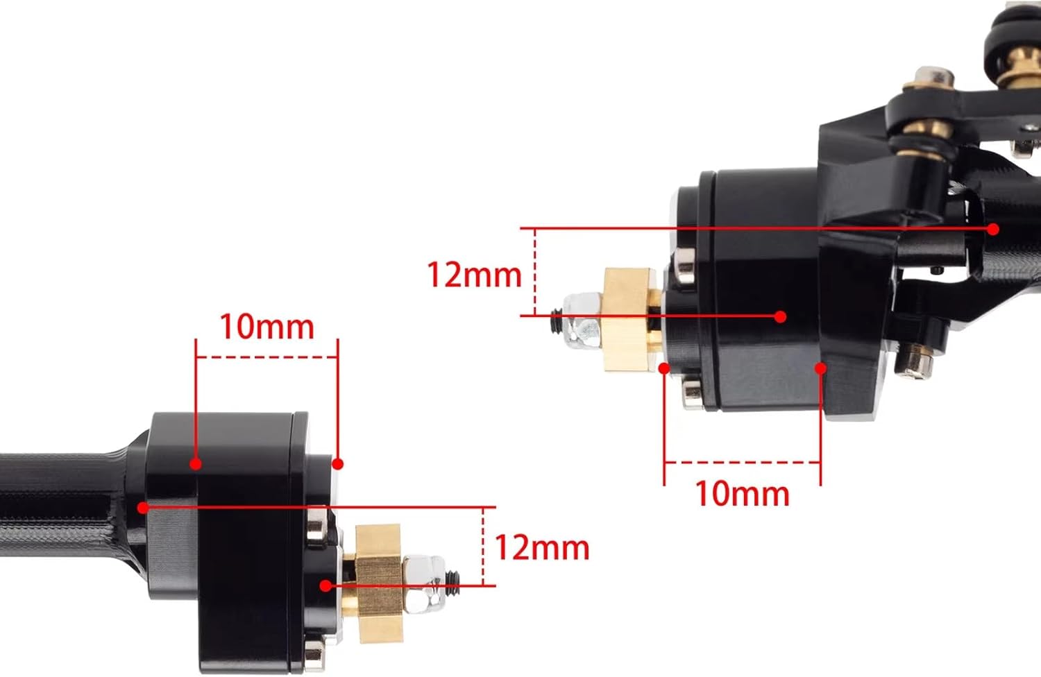 RC Axle Models For Axial For SCX24 C10 90081 AXI00002 AXI0005 1:24 Aluminum Alloy Portal Front Rear Axle RC Crawler Car Upgrade Parts Heavy Duty(Black,1set)