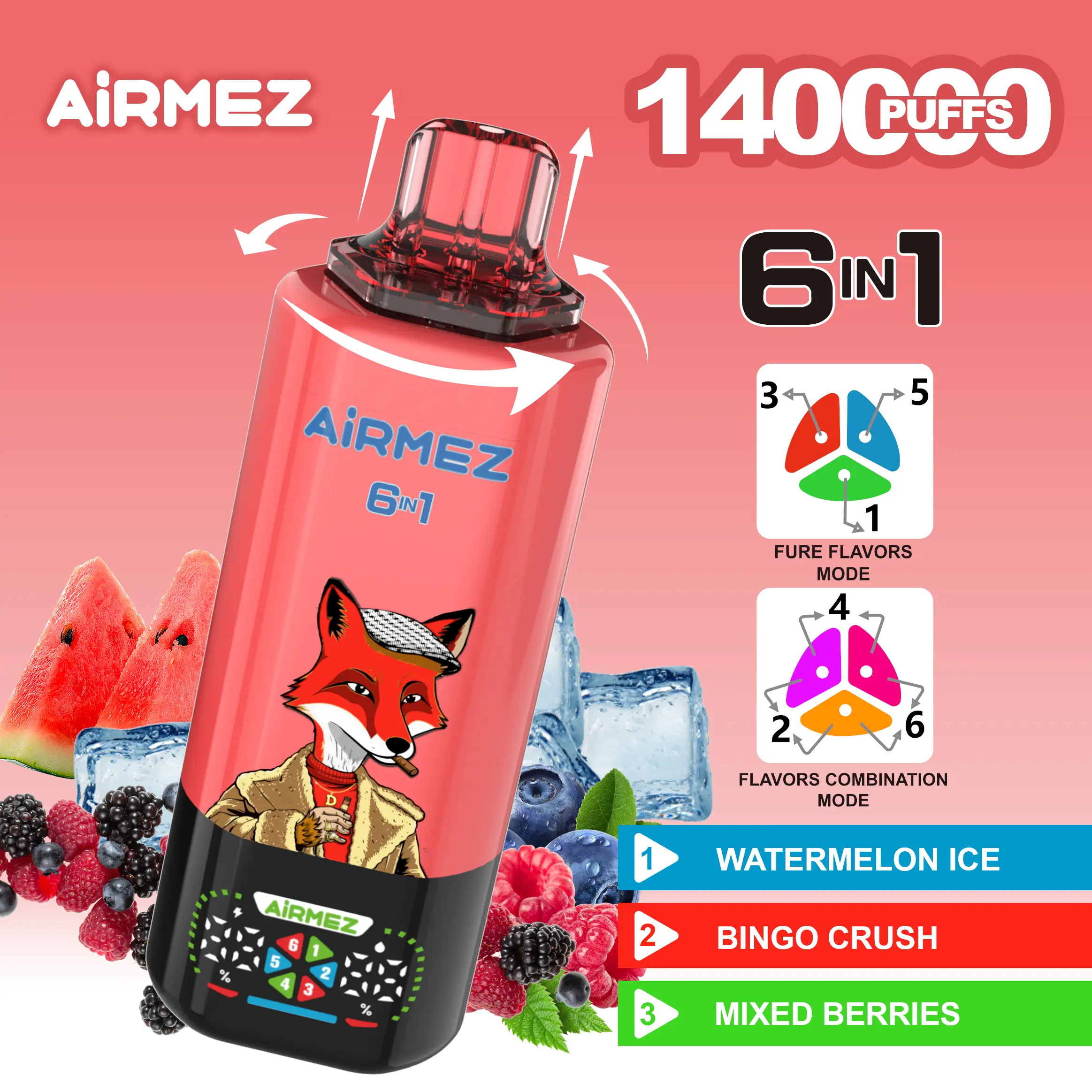 🔥AIRMEZ FOX 140K 6 in 1 (5pcs) - MYEU VAPES