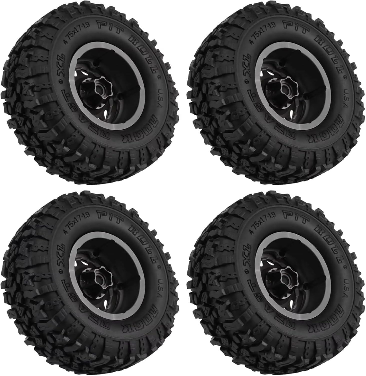 RC Car Parts Compatible with Traxxas for TRX4 for TRX6 for Axial for SCX10 1/10 RC Crawler Car 4PCS Metal 2.2 Beadlock Wheel Rim Tires Set
