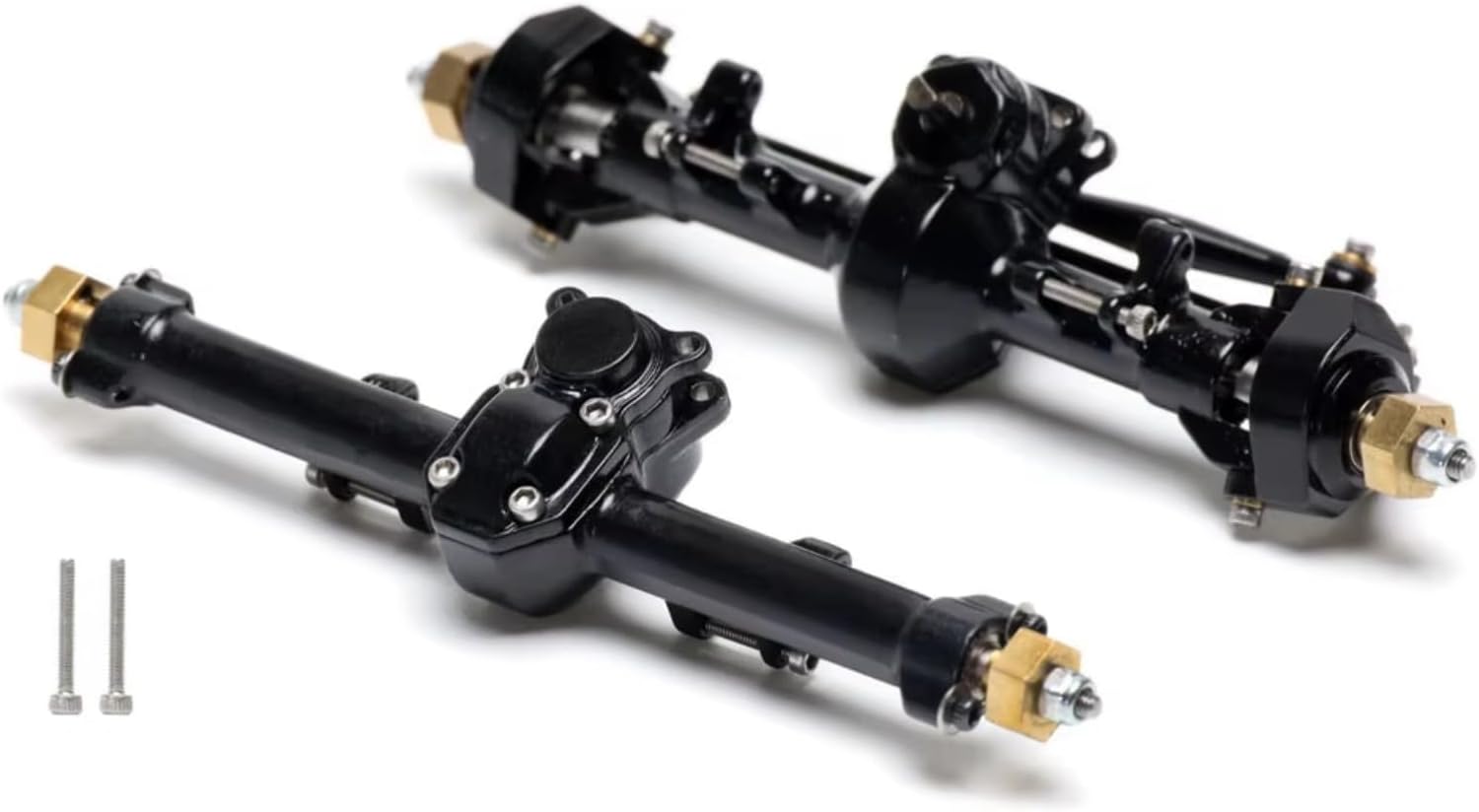 Rc Crawlers Axles For Axial For SCX24 90081 C10 B-17 1967 2019 For Wrangler 1/24 Alloy Casting Complete Edition Front Rear Axle Set RC Model(Black,1set)